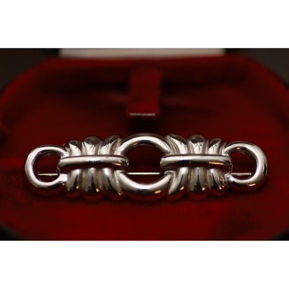Vintage Givenchy Silvertoned Bar Brooch - Picture 1 of 7